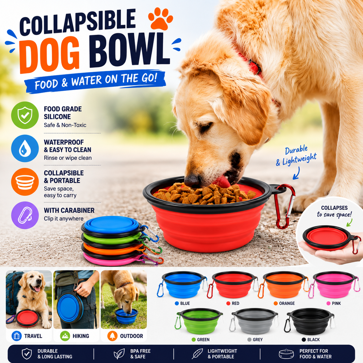 Good Dog Collapsible Travel Bowl