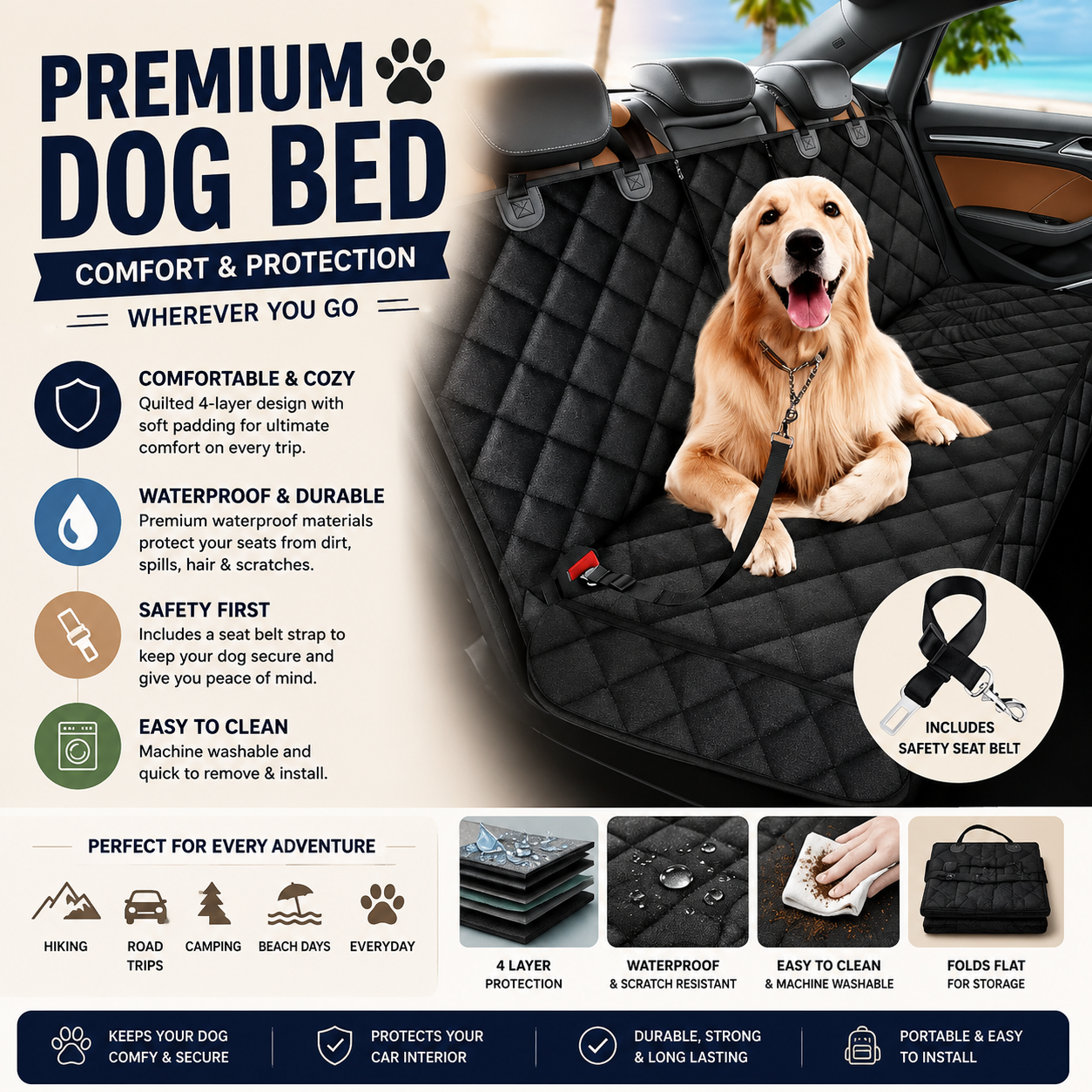 Good Dog Premium Waterproof Dog Car Seat Cover